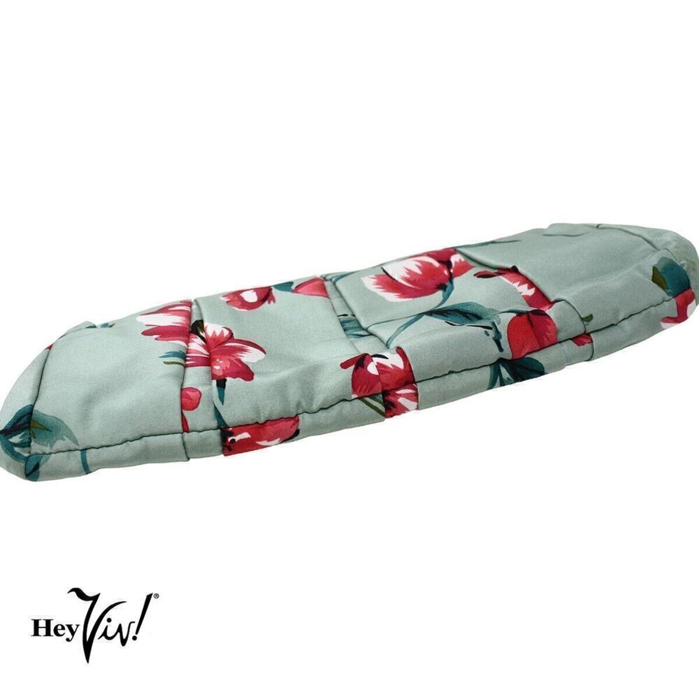 Express Floral Clutch Handbag in Sea Green and Pink Satin 12" Across - Hey Viv - Picture 3 of 7